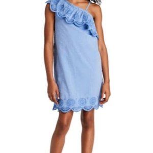 Vineyard Vines Girls One-shoulder Woven Eyelet Dress Size 8